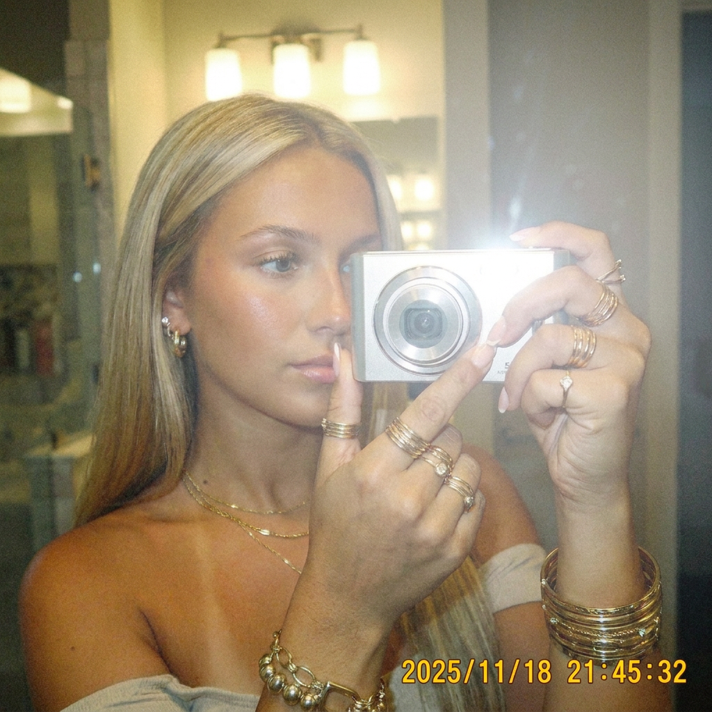 person taking a mirror photo with a compact camera