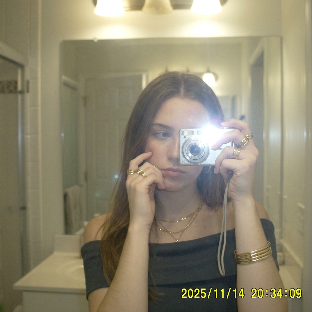 person taking a mirror photo with a compact camera